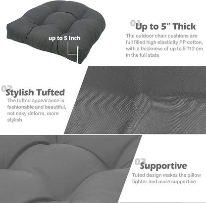 MTMR Outdoor Chair Cushions Set of 2, Patio Furniture Seat Pads, Waterproof | 2Pcs , waterproof cover, PP cotton, u-shaped, no-fading, thick patio seat pads for outdoor wicker furniture in yard, 19x19x4