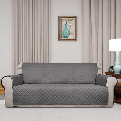 PureFit Reversible Quilted Sofa Cover Dog Couch Covers for Sofa, 66 in | Gray/Ivory, Water Resistant Couch Protector, Washable Pet Couch Cover with Non Slip and Elastic Straps For Kids