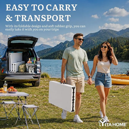 YITAHOME 6ft Folding Picnic Table with Benches | Heavy Duty 6 ft Picnic Tables for Outdoors, Portable Outdoor Table with Center Lock & Non-Slip Feet for Backyard, Camping