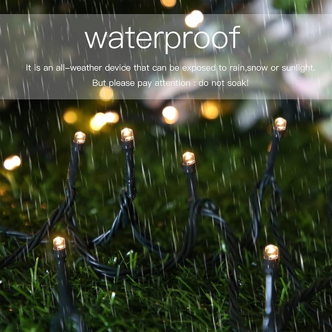 Solar Christmas String Lights, Warm White 200Led Outdoor Waterproof | 2 Pack Total 400LED 144Ft 8 Modes Timer, IP44 Outside Fairy Lights for Tree, Garden, Patio, Lawn, Party, Yard Decorations