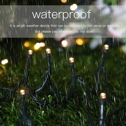 Solar Christmas String Lights, Warm White 200Led Outdoor Waterproof | 2 Pack Total 400LED 144Ft 8 Modes Timer, IP44 Outside Fairy Lights for Tree, Garden, Patio, Lawn, Party, Yard Decorations