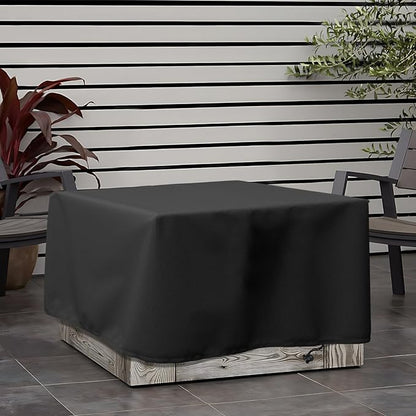 LBTING Fire Pit Cover, 40 inch Cover for 36-40 inch Square Firepit, Waterproof Windproof Dustproof UV-Resistant Heavy Duty Cover for Outdoor Patio Firepit Table - Black