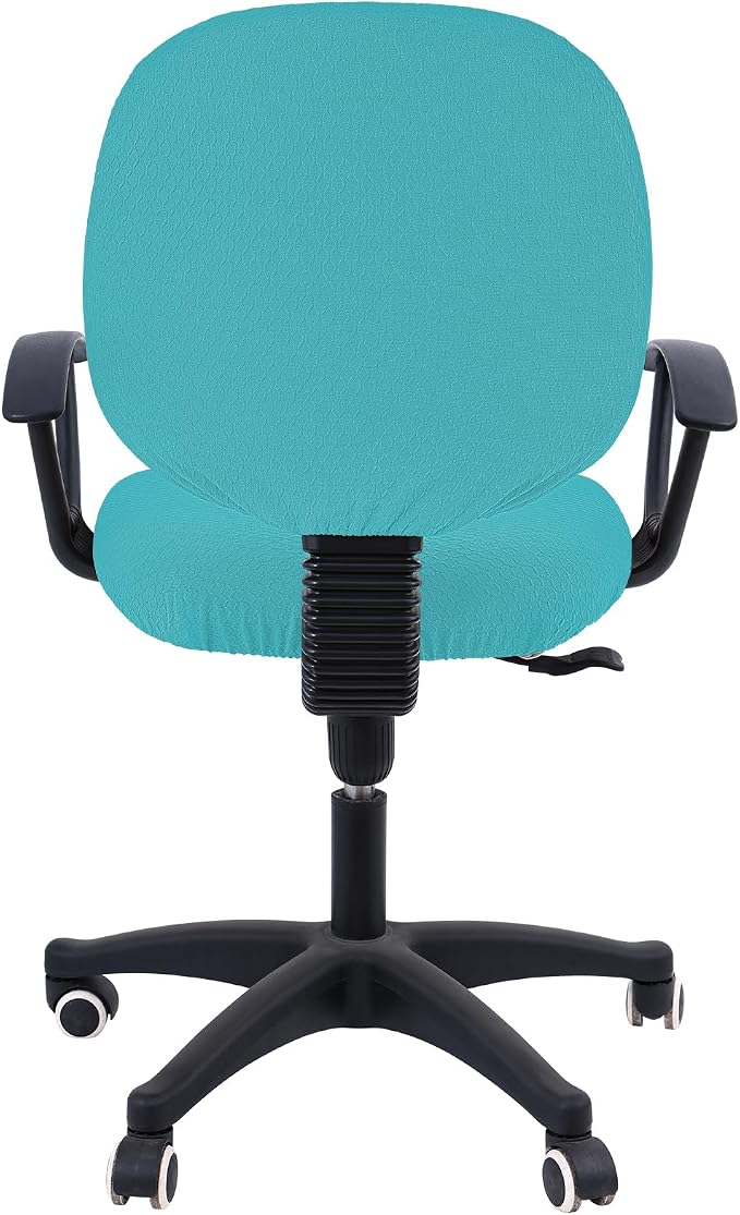 Smiry Office Computer Chair Covers for Desk Rotating Chair Protector | Stretch Jacquard Removable Washable Universal Slipcovers, Seat + Backrest Cover, Aqua