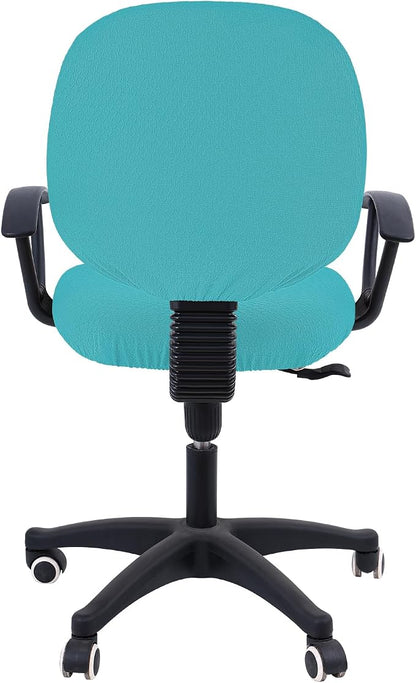 Smiry Office Computer Chair Covers for Desk Rotating Chair Protector | Stretch Jacquard Removable Washable Universal Slipcovers, Seat + Backrest Cover, Aqua