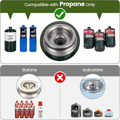 OGERY 2-Burner Foldable Camping Stove with Griddle (Textured & Smooth) and Carrying Bag, Portable Propane Camp Stove with 2 Adjustable Burners & Piezo Ignition, for Camping Tailgating Essentials Gear