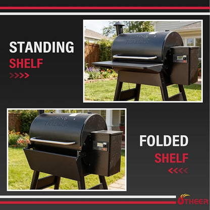 Utheer Folding Front Shelf for Traeger Pro 780 and Ironwood 885, BAC442 Grill Accessory 32.9" x 11.5", Heavy-Duty Steel Table Supports 60 LBS, Foldable Prep & Storage Station for BBQ Tools & Food