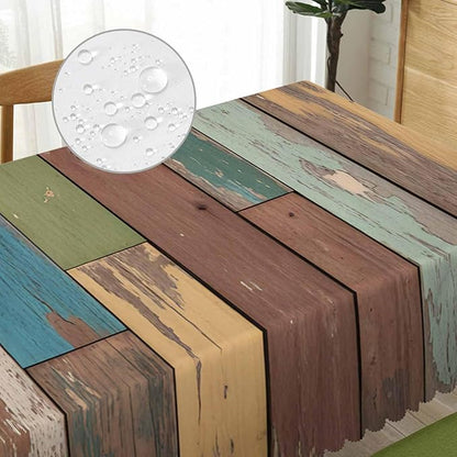 Tablecloth Grunge Wood, Retro Wooden Plank Brown Rectangular Table Cover Kitchen Table Cloth for Dining Hotel Canteen Coffee BBQ Parties Tabletop Decoration, 52x70 Inch