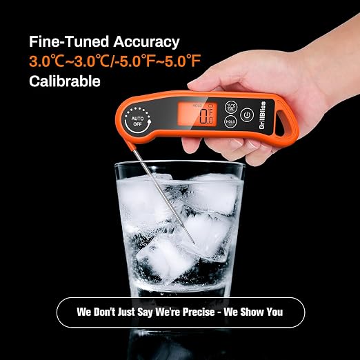 Instant Read Meat Thermometer, Meat Thermometer Digital with 0.5s Fast Reading, IPX5 Waterproof Cooking Thermometer with ±0.5℉ Accuracy, Food Thermometer for Candy, Grill, Milk, Bake, Oven and Brewing