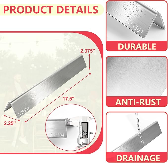 Grill Parts Kit for Weber Genesis 300 310 330 Genesis E330 E310 S310 S330 EP330 S320 E320 Grill Parts 17.5" Flavorizer Bars, Genesis 7528 Grates Heat Deflector Grill Parts Kit, 3Pcs 62752 Burner Tube