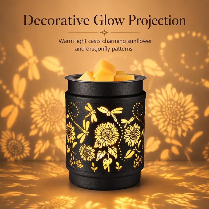 kobodon Sunflower Wax Melt Warmer Metal Wax Warmer for Scented Wax | Electric Fragrance Candle Oil Burner 2 in 1 Wax Melts as Gifts for Moms Grandma Women Girls