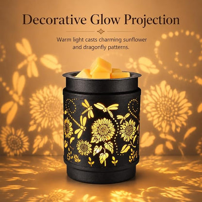 kobodon Sunflower Wax Melt Warmer Metal Wax Warmer for Scented Wax | Electric Fragrance Candle Oil Burner 2 in 1 Wax Melts as Gifts for Moms Grandma Women Girls