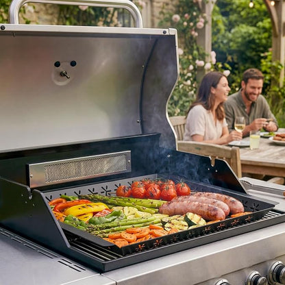 Vegetable Grill Basket for Outdoor Grill - 15.8"*15.8"Extra Large XXL Heavy-Duty Veggie Grilling Basket, Square, Non-stick Enamel Coating, Grilling Accessories for Grills and Vegetables