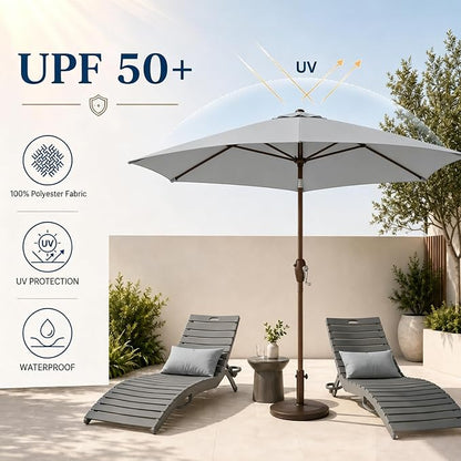 7.5ft Patio Umbrella, Outdoor Table Market Umbrella with Smooth Crank Lift, 6 Windproof Fiberglass Ribs, UPF50+ UV Protection for Deck, Pool, Garden and Backyard