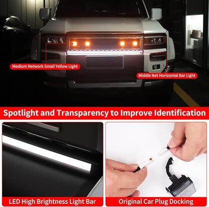 Front Grille lamp Strip Decoration Suitable for 2024 2025 2026 Toyota Land Cruiser 250 1958 Prado LC250 LED Daytime Running lamp 2025 Land Cruiser Accessories (Horizontal Bar Light)