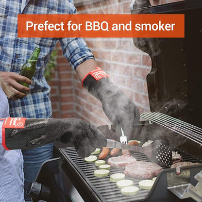 Schwer 932°F Extreme Heat Resistant BBQ Gloves, Waterproof Oven & Fryer Gloves, Oil Resistant Neoprene Grill Glove for Baking, Smoker, 14 inch