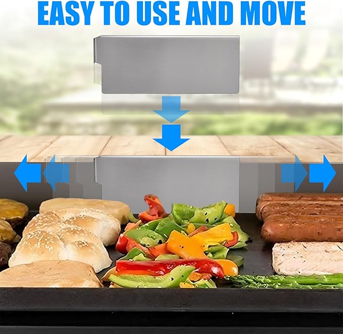 Grease Trap Blocker for Blackstone Griddle to Prevent Food Falling Stainless Steel Rear Grease Gate for Blackstone Flat Top Griddle 2.36 inches in high, 5.5 inches in wide - 2 pack