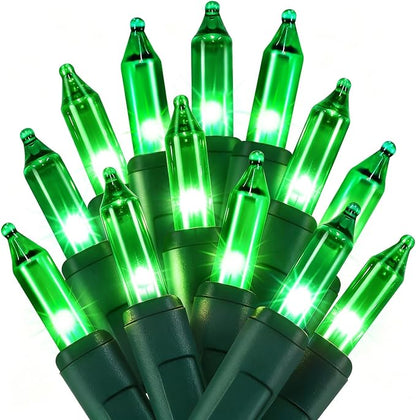 Green Christmas String Lights, 100 Count Incandescent Mini Lights | Connectable Xmas Tree Light for Indoor Outdoor Garland Birthday St. Patrick's Day Holiday Wedding Festival Party