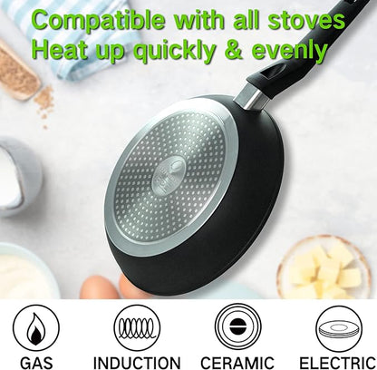 9.5“ Nonstick Frying Pan, Nonstick Fry Pan Griddle Pan, Dishwasher and Oven Safe, PFOA-Free, Stovetop Grill Pan Works with Gas, Electric Stove, Induction Cooktops
