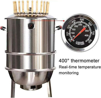 Stainless Steel Charcoal Roast Duck Oven Smokeless BBQ Grill with 400°C Temperature Gaugee and Various Accessories for Duck Turkey Goose Mutton Sucking Pig BBQ About(B)