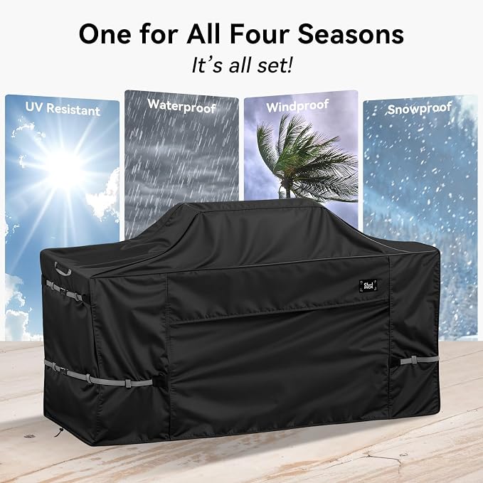 98 Inch Island Grill Cover,600D Heavy Duty Waterproof BBQ Covers for Outside,Tear & Fade Resistant Outdoor Kitchen Cover with Buckle, Drawstring,Air Vent,Black