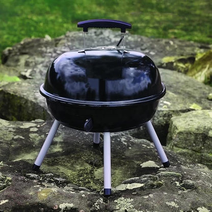 14.5 Inch Portable Charcoal Grill, Steel Construction with Vented Lid for Outdoor Cooking