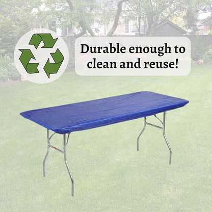 6' Rectangle Plastic Table Covers 30" x 72", Bundle of 5 (Royal Blue)