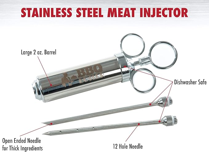 BBQ Butler Meat Injector - Turkey Injector - Flavor Injector - Marinade Meat Injector - Stainless Steel Marinade Injector - Meat Injector Syringe - Barbecue Tools