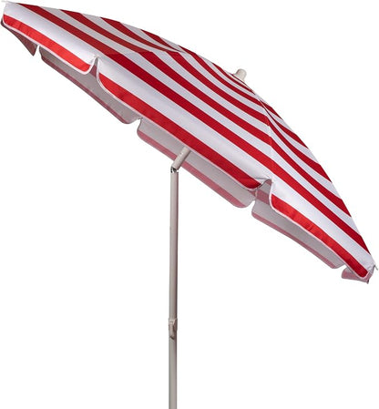 PICNIC TIME 5.5 Ft Portable Beach Umbrella, Lightweight UV Protection Sunshade with Tilt Pole & Carry Bag, Outdoor Canopy Umbrella for Beach, Sand, Pool, Patio, Camping, Travel, or Backyard Shade, (Red & White Cabana Stripe)
