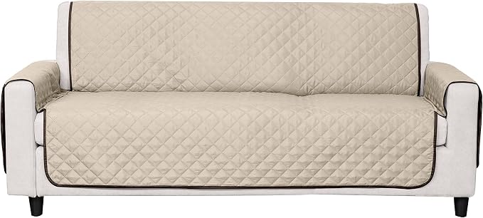 Furhaven Water-Resistant & Reversible Sofa/Couch Cover Protector for Dogs, Cats, & Children - Two-Tone Pinsonic Quilted Living Room Furniture Cover - Espresso/Clay, Sofa