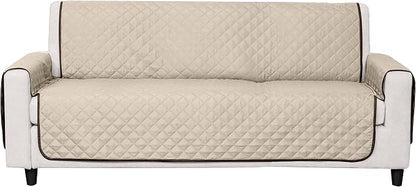 Furhaven Water-Resistant & Reversible Sofa/Couch Cover Protector for Dogs, Cats, & Children - Two-Tone Pinsonic Quilted Living Room Furniture Cover - Espresso/Clay, Sofa
