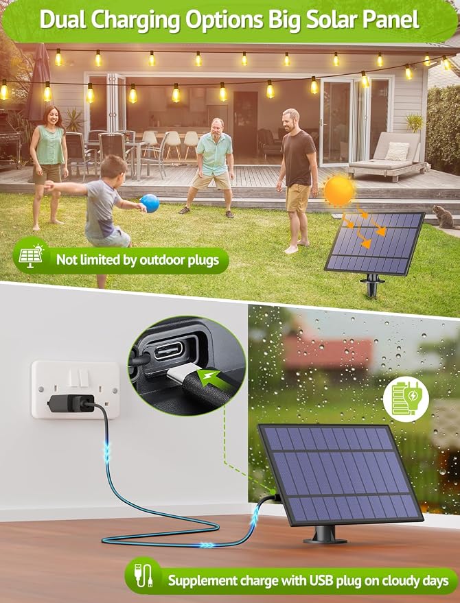 Larkvue 96FT(2x48FT) Solar Outdoor String Lights with Remote & Timer, Dimmable Patio Lights with 30+2 Shatterproof ST38 LED Bulbs for Outside-Black