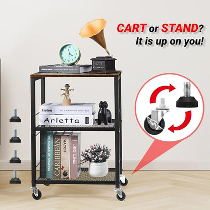 LIANTRAL 3 Tier Rolling Cart, Kitchen Carts on Wheels Utility Cart for Home | Multifunctional Utility Cart with Storage and Steel Frame for Kitchen, Bathroom, Living Room, Bar, Office
