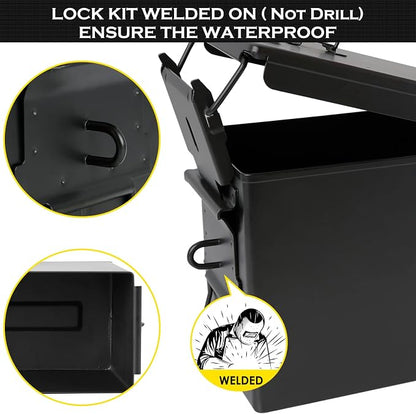 Aolamegs 50 Cal Ammo Can – Locking Hardware Kit and Stainless Steel Padlock，Ammo Box Military & Army M2A1