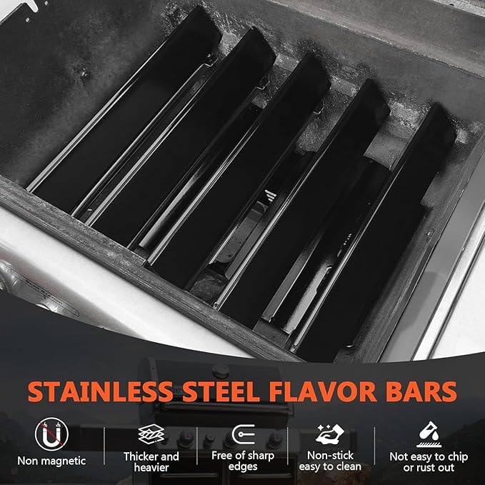 Grill Parts for Weber Genesis 300 Series with Front-Mounted Control, Fits Weber Genesis E310 E320 E330 Series Grill, 19.5" Grill Grates 7524 + 17.5” Flavorizer Bars 7621 + Heat Deflector 7622