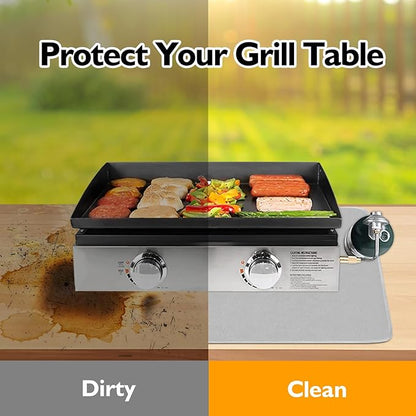 24x36in Heat Resistant Grill Mats for Outdoor Grill to Protect Your Prep Table and Outdoor Grill Table - Fire Proof & Water Proof & Oil Proof BBQ Mat - Grey(1mm)