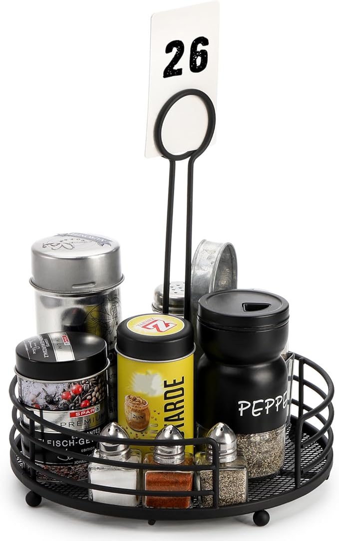 ZOOFOX 2 Pack Metal Condiment Caddy, Tabletop Spice Organizer for Kitchen Pantry, Patio Tables, Countertop, Picnics, Dining Table, BBQ