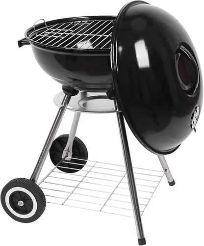 Black 18 Inch Charcoal Grill, Portable BBQ Stove with Wheel, Outdoor Camping Kettle Barbecue for Garden Patio,Rollable Side Wheel for Easy Mobility,18 Inch Charcoal Grill, Portable BBQ Stove