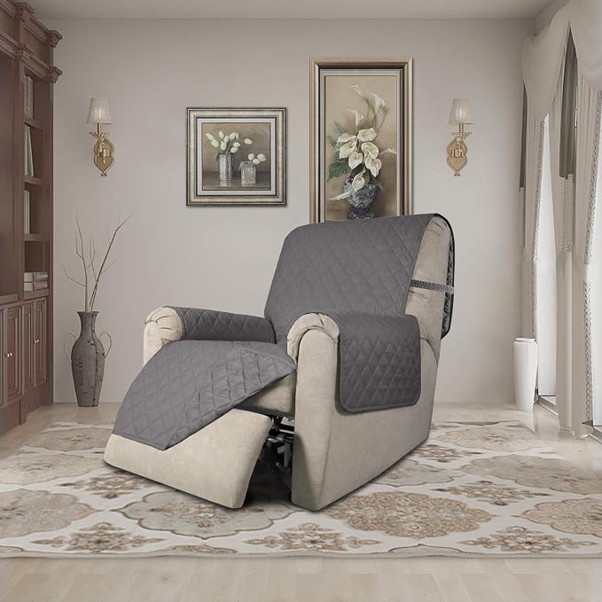 Easy-Going Reversible Couch Cover, Recliner 19 in, Gray/Gray | Machine Washable Slipcover For Dogs, Water Resistant Furniture Mat For Living Room, Non-Slip Sofa Cover, Pet Friendly