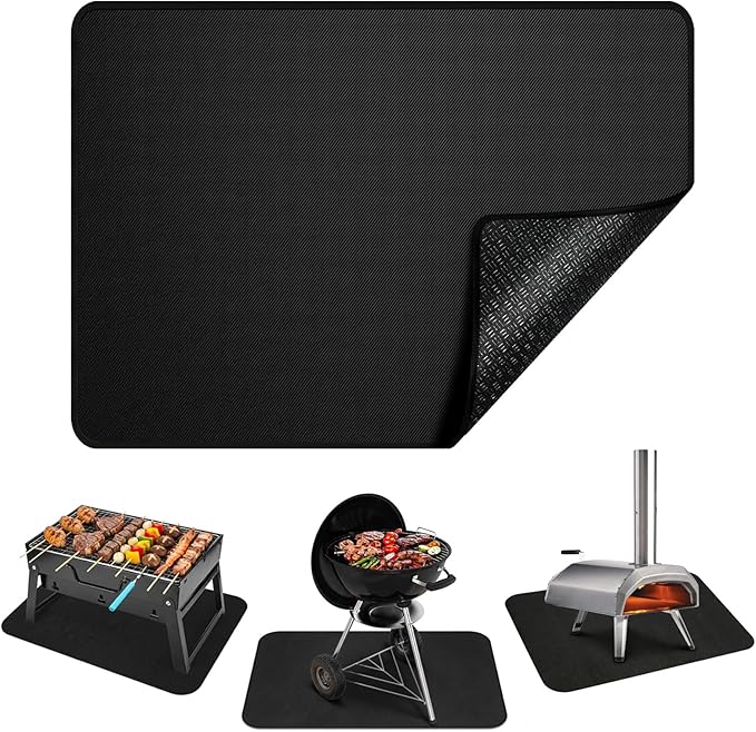 Heat Resistant Mats for Countertop 24x31 Inches, 2mm Thick Non-Slip Fireproof Grill Mats for Outdoor Grill, Portable Charcoal Grill, Pizza Oven Compatible with Blackstone, Ninja–Waterproof/Oil-Proof