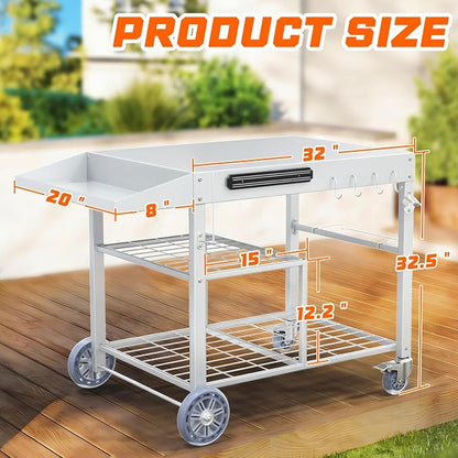COZEER Pizza Oven Table for Ninja Ooni Blackstone, Grill Table with Caddy | Easy Assembly, BBQ Prep Tables Station with Seasoning Tray, Pizzas Oven Accessories for Party Fits Blackstone,Outdoor Cooking