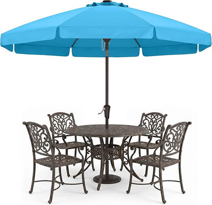 ABCCANOPY 9ft Scalloped Patio Umbrella, Outdoor Table Umbrella with Tilt and Crank, Fiberglass Ribs Deck Umbrella for Patio, Pool, Garden, Picnic (Turquoise)