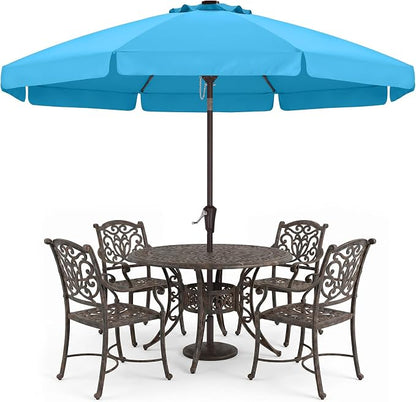 ABCCANOPY 9FT Scalloped Patio Umbrella Table Market Umbrella, Lake | Durable 8 Sturdy Fiberglass Ribs, Push Button Tilt and Crank, UV Protection Waterproof Outdoor Umbrella, Valance Style