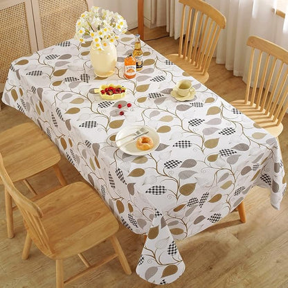SASTYBALE Vinyl Tablecloth with Flannel Backing Rectangle 52 x 70 Inch | Floral Leaves Waterproof & Non Slip Heavy Duty Table Cloth, Plastic Table Cover for Dining, Party, Picnic, Outdoor