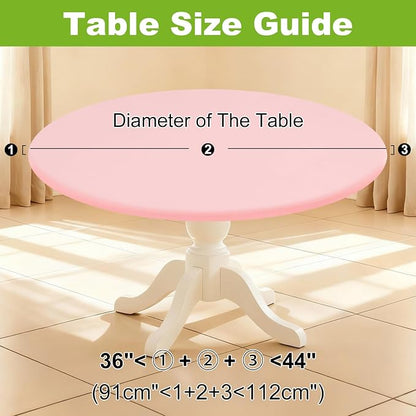Smiry Round Spandex Tablecloth, Elastic Fitted Washable Tablecloths for 36"-44" Tables, Waterpoof Stretch Picnic Table Cover for Dining, Indoor and Outdoor, Pink