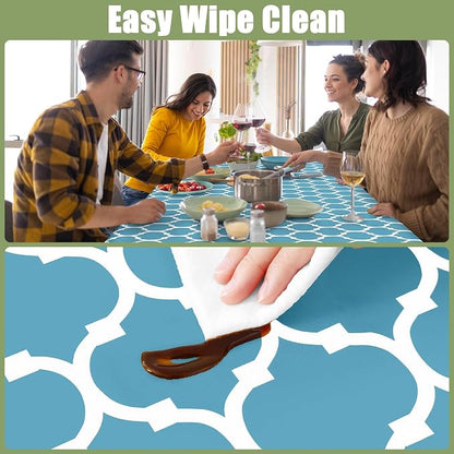 Smiry Picnic Fitted Table Cover, 5 Foot Flannel Backed Vinyl Tablecloth | Waterproof Elastic Stretch Table Cloth, Wipeable Plastic Tablecloth for Camping, Indoor & Outdoor (Light Blue, 30" x 60")
