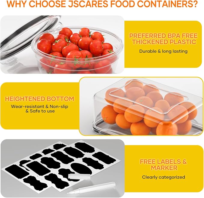 52 PCS Food Storage Containers with Lids Airtight (26 Lids & 26 Containers) | Reusable Plastic Leakproof Meal-Prep Container for Kitchen Storage Organization Microwave/Dishwasher Safe with Labels & Pen