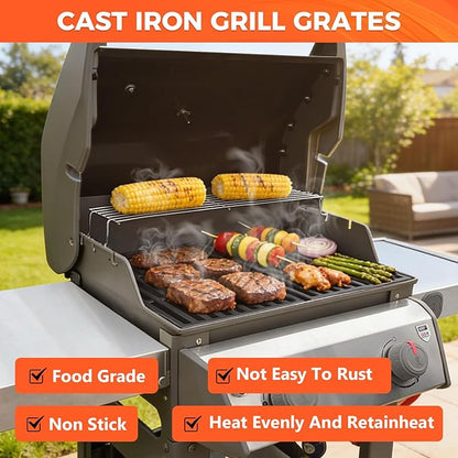 QuliMetal 7637 Grill Grates for Weber Spirit E210,E220,S210,S215 with Front Control,Replacement Grill Parts for Weber Spirit 200 & GS4 Spirit II E210,Spirit II E220,17.5 x 10.2 Inch,2-Pack