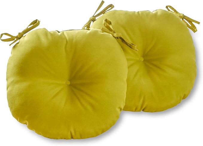 Greendale Home Fashions 15-inch Outdoor Round Bistro Seat Cushion, 2 Count (Pack of 1), Lime