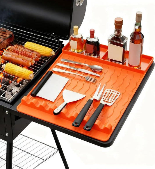 Jalopink Heat-Resistant Silicone Grill Mat Compatible with Blackstone, 15.75"x11.5" Non-Stick BBQ Grill Pad, Reusable Outdoor Spatula Mat for Griddle, Kitchen, Patio Accessories(Orange)