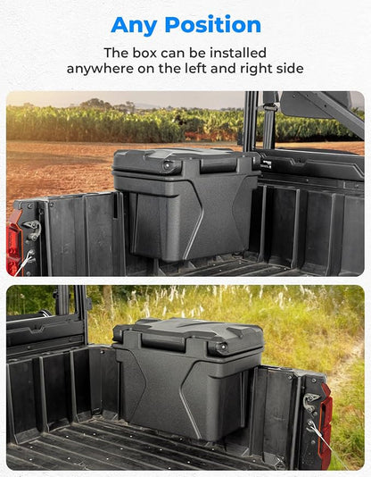 KEMIMOTO UPGRADED Anti-Theft Bed Storage Box Compatible with Ranger | 5.5GAL Cargo Box,21L Toolbox,Compatible with Polaris Ranger 1000 XP 900 800 700 570 500 (2013-2026)/General 1000